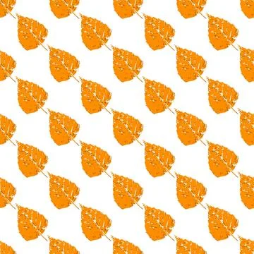 Cute autumn seamless pattern. Texture of orange autumn leaves. Print for clot Stock Illustration