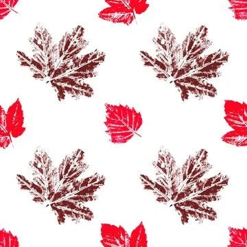 Cute autumn seamless pattern. Texture of red autumn leaves. Print for cloth d イラスト素材