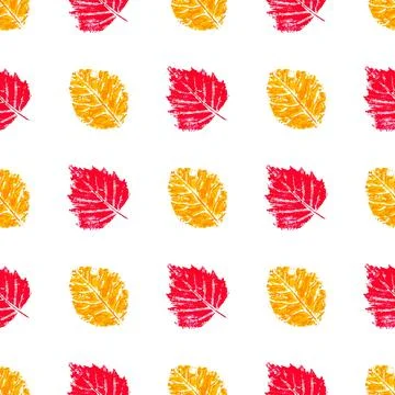 Cute autumn seamless pattern. Texture of red autumn leaves. Print for cloth d Stock Illustration
