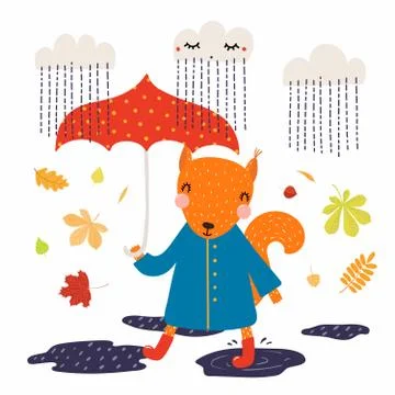 Cute autumn squirrel Stock Illustration