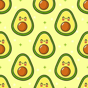 Cute avocado cartoon characters creating seamless pattern Illustrazione stock