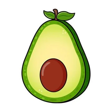 Cute Avocado character. Vector hand drawn Avocado character illustration. I.. Stock Illustration