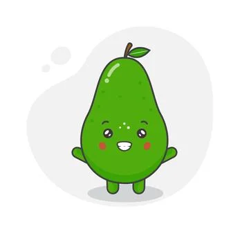 Cute Avocado Characters Happy Vector Illustration Stock Illustration