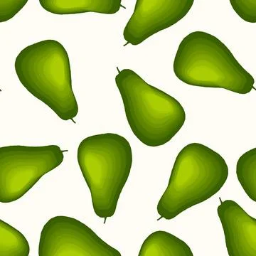 Cute avocado isolated on white background. Green avocados with leaves and slice Stock Illustration