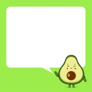 Cute Avocado with Speech Bubbles Stock Illustration
