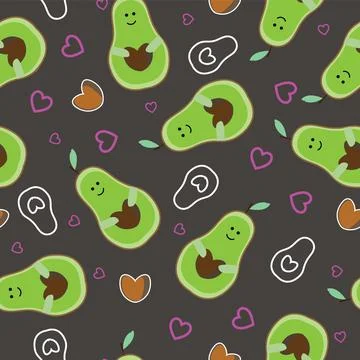 Cute avocadoes character seamless pattern part 2 Stock Illustration