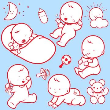 Cute babies. Vector illustration Stock Illustration