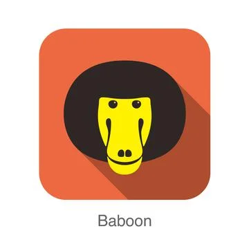 Cute baboon face flat icon design, vector illustration Stock Illustration