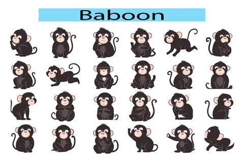 Cute Baboon vector illustration in white background Stock Illustration