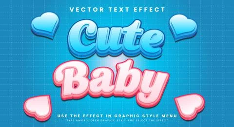 Cute baby 3D editable text effect Template Stock Illustration