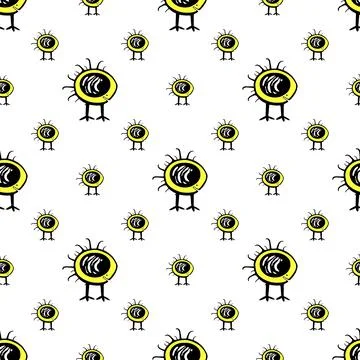 Cute Baby Alien Drawing Pattern 스톡 일러스트