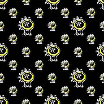Cute Baby Alien Drawing Pattern 스톡 일러스트