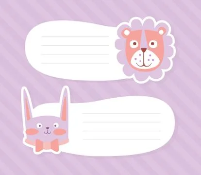 Cute Baby Animals with White Empty Signboards Set, Invitation Card, Advertising イラスト素材
