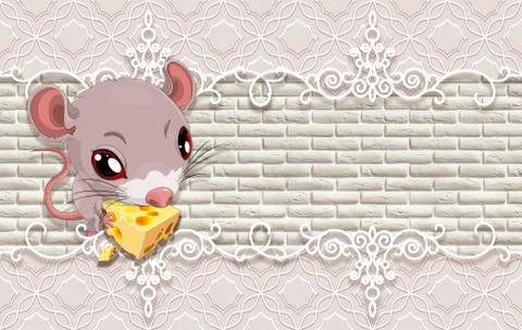 Cute baby background with mouse. Stock Illustration