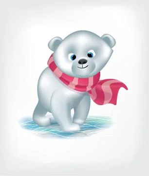 Cute baby bear with scarf vector illustration Stock Illustration