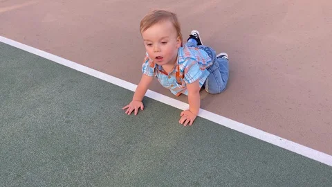 Cute Baby Boy Crawling Stock Footage 128098372