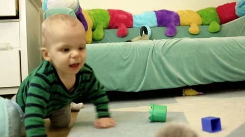 Cute baby boy is crawling FULL HD Stock Footage 48974961