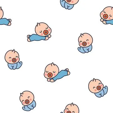Cute baby boy. Seamless pattern. Stock Illustration