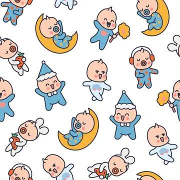 Cute baby boy. Seamless pattern. 스톡 일러스트
