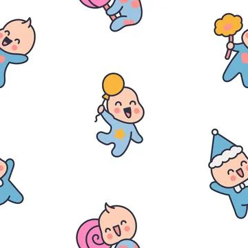 Cute baby boy. Seamless pattern. Stock Illustration
