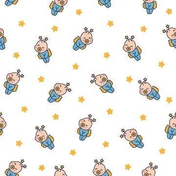 Cute baby boy. Seamless pattern. 스톡 일러스트