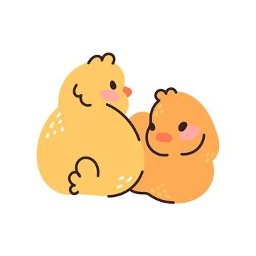 Cute baby chickens set easter design yellow cartoon chicks. Vector illustration Stock Illustration