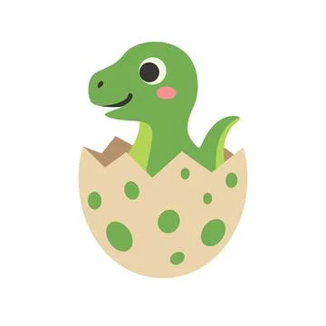 Cute Baby Dinosaur Hatching from Egg Vector Illustration Stock Illustration