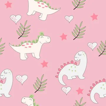 Cute baby dinosaur seamless pattern. Stock-Illustration
