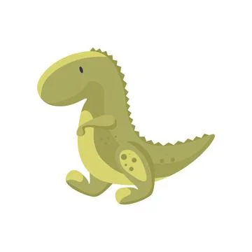 Cute baby dinosaur vector flat illustration isolated on white background. Green Stock Illustration