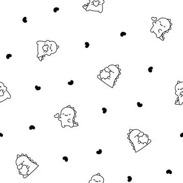 Cute baby dragon. Seamless pattern. Coloring Page. Illustrazione stock