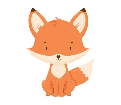 Cute baby fox character. Vector childish illustration isolated on white Stock Illustration