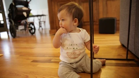 Cute Baby Learning to Clap Stock Footage 93402229