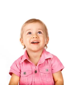 Cute baby looking up Stock Photos