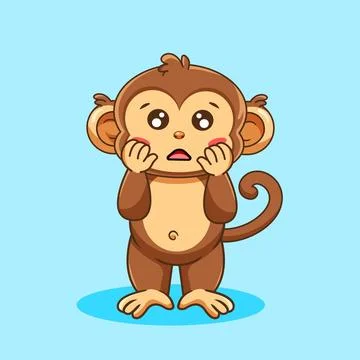 Cute Baby Monkey Get Panic Vector Illustration Cartoon Character Stock Illustration