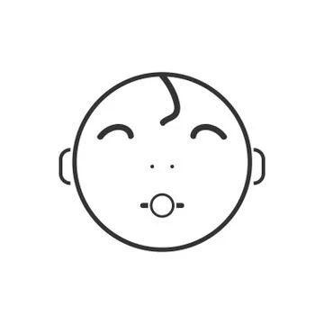 Cute baby with pacifier icon flat Stock Illustration