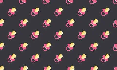 Cute baby pacifier pattern on dark background Stock Illustration
