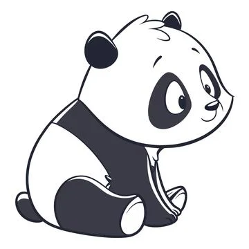 Cute Baby Panda Flat Vector Illustration Stock Illustration