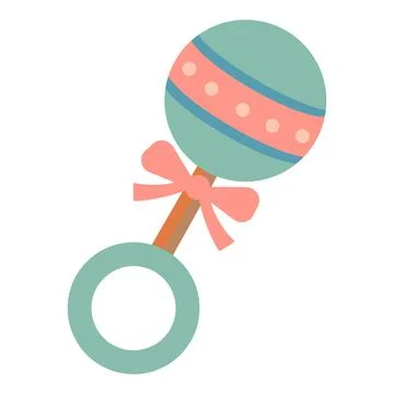 Cute Baby Rattle with Bow Vector Illustration Stock Illustration
