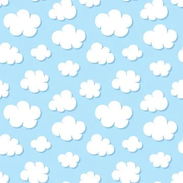Cute baby seamless pattern with blue sky with white clouds flat icons. Cloudy 스톡 일러스트
