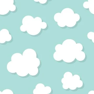 Cute baby seamless pattern with blue sky with white clouds flat icons. Cloudy 스톡 일러스트