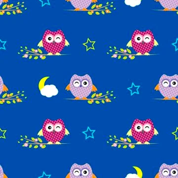 Cute baby seamless pattern owl Illustrazione stock