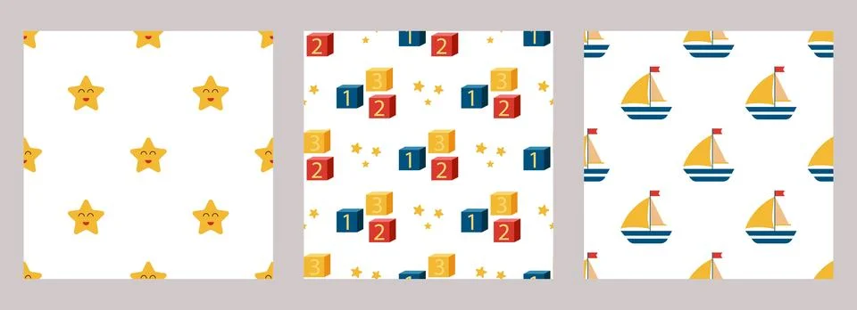 Cute baby set seamless pattern Stock Illustration