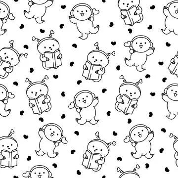 Cute baby sloth. Seamless pattern. Coloring Page. Illustrazione stock