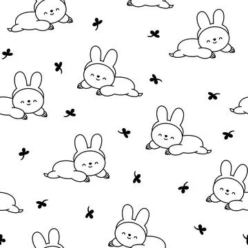 Cute baby sloth. Seamless pattern. Coloring Page. Stock Illustration