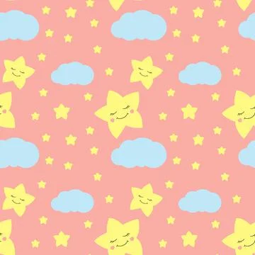 Cute baby star pattern vector seamless Stock Illustration