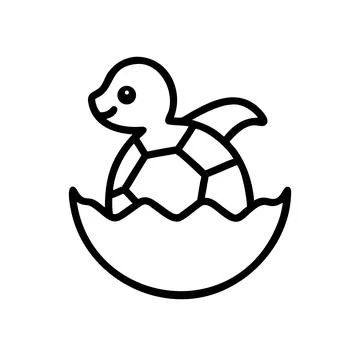 Cute Baby Turtle Hatching from an Egg Vector Stock Illustration