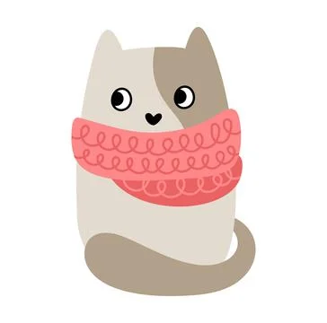 Cute baby vector hand drawn illustration with sketch doodle christmas cat with イラスト素材