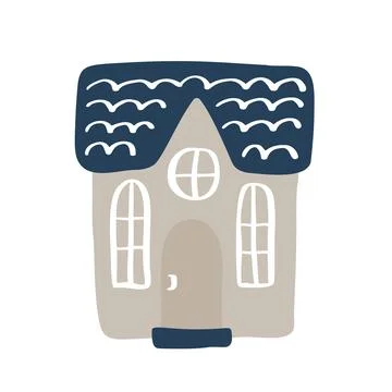 Cute Baby Vector icon scandinavian house. Doodle hand drawn sign of real estate Stock Illustration