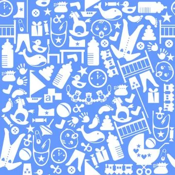 Cute baby vector seamless pattern. Endless texture Stock Illustration