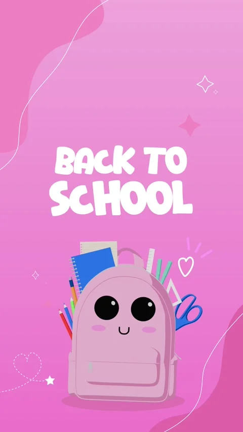 Cute Back to School Backpack Animation for Vertical Social Media Stock Footage 339888883